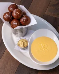 Pretzel bites with cheddar cheese fondue