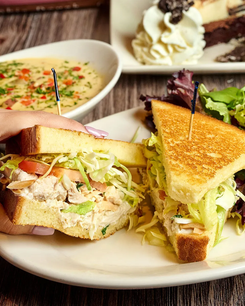 Renee's chicken-almond salad sandwich