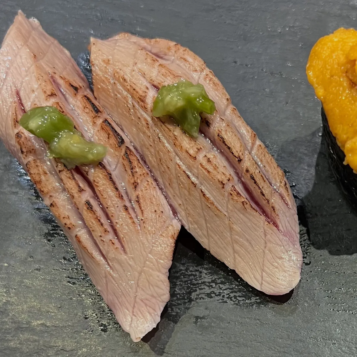 Seared toro (blue fin tuna belly)