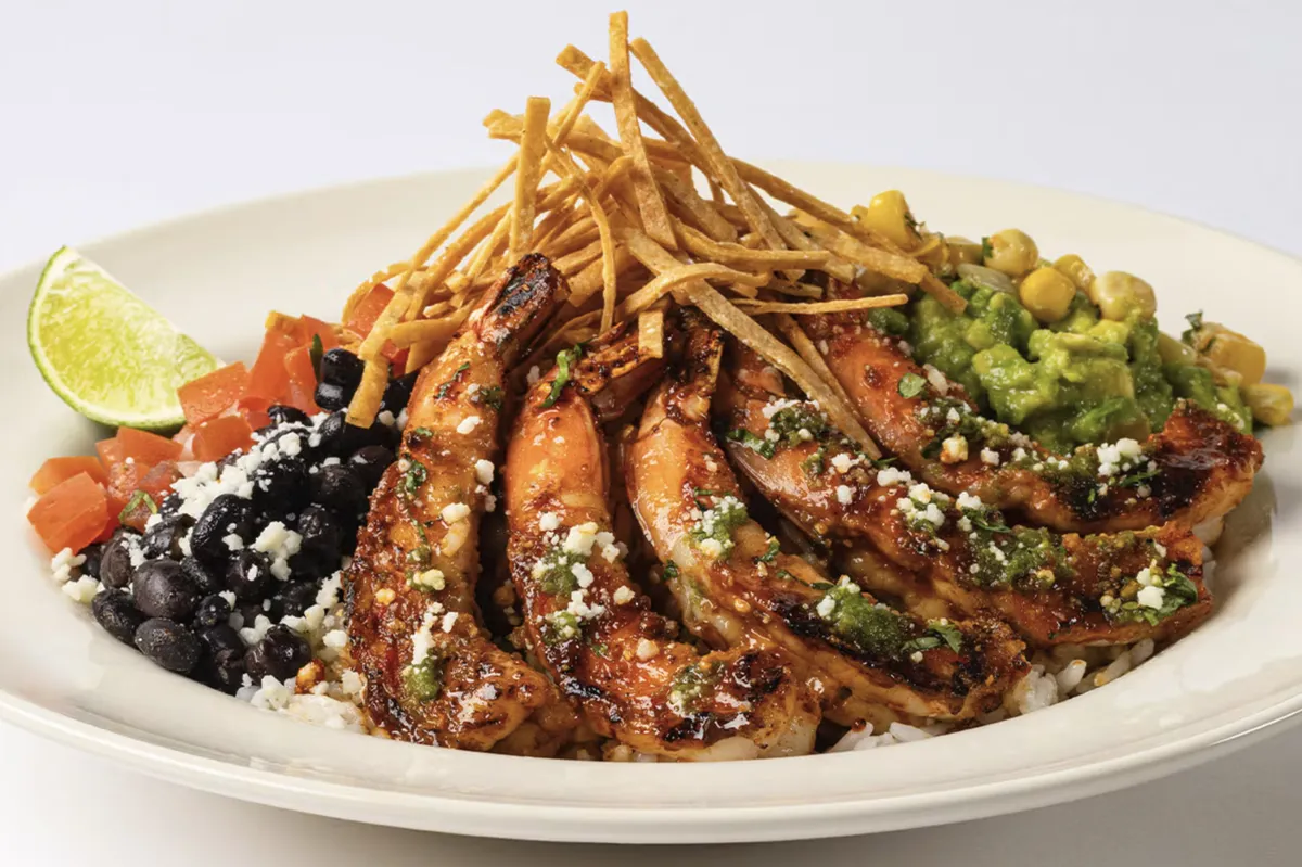 Baja bowl with chipotle-honey shrimp