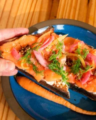 Smoked salmon tartine