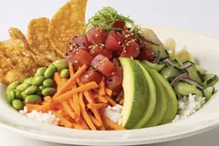 Ahi tuna poke bowl with rice