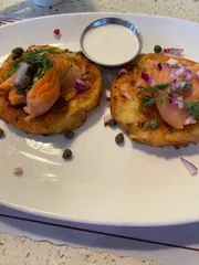 Salmon potato latke