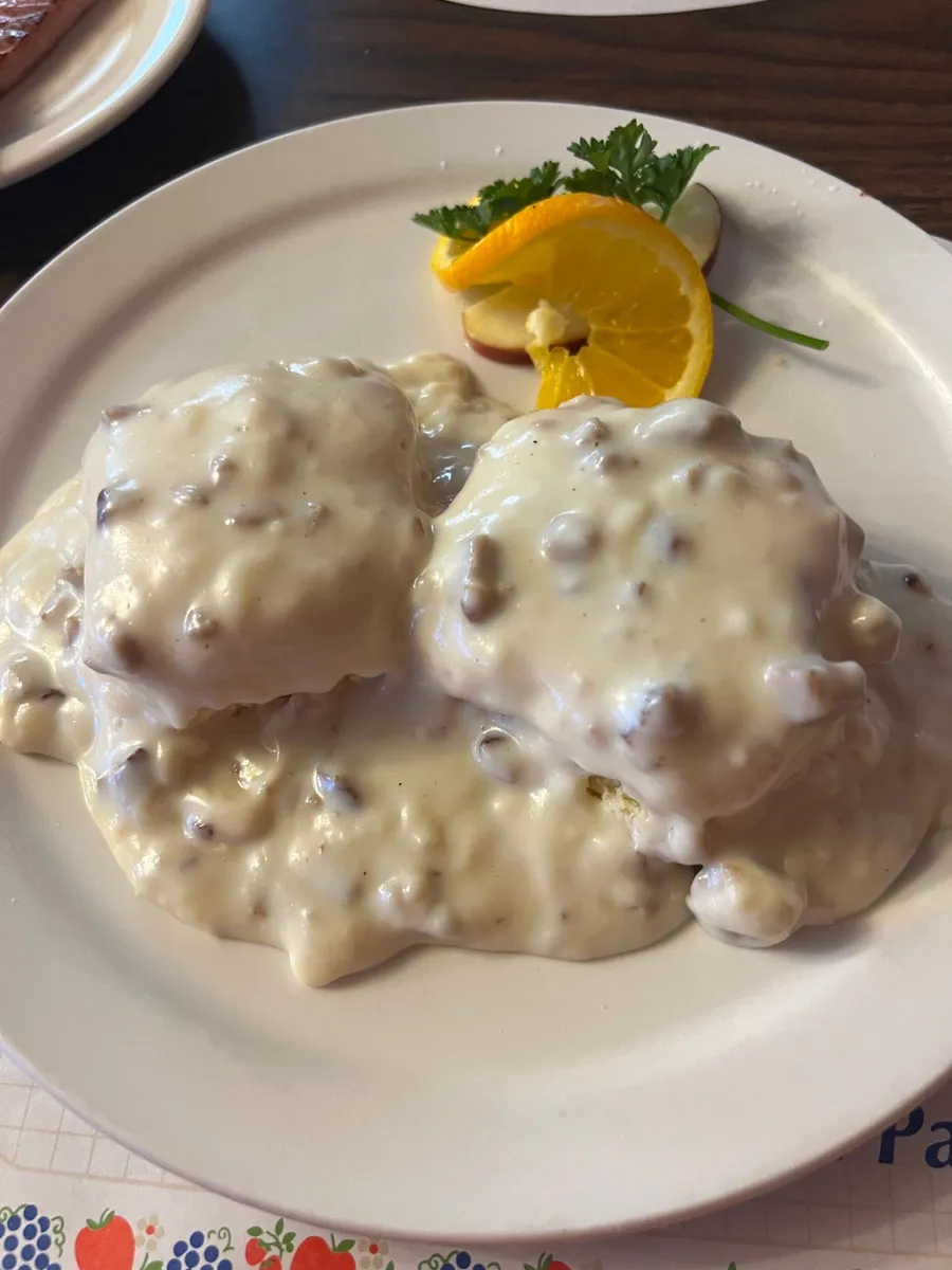 Fresh baked biscuits and country sausage gravy