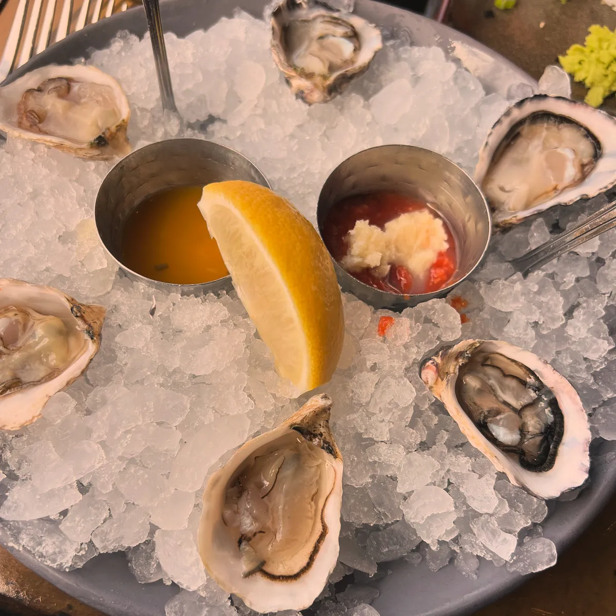 Seasonal oysters on the half shell